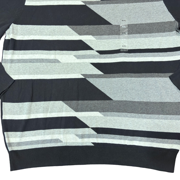 Alfani 100% Cotton Golf Black Gray Striped Crewneck Sweater Men’s XXLarge - Picture 4 of 13